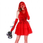Ghost Costume Red and Black Bride Dress