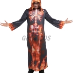 Men's Skeleton Costume Fire Robe Clothes