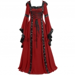 Halloween Costumes Medieval Hooded Court Gown