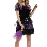 Women's Witch Costume Black and Purple Dress