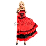 Halloween Costumes Queen Red Dress Retro Style