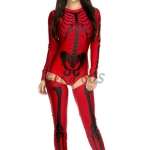Scary Halloween Costumes Red Skull Print Bodysuit