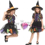 Girls Witch Costume Colorful Dots