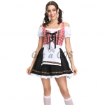 Halloween Costumes Beer Carnival Plaid Maid Dress