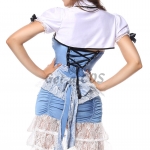 Women Halloween Costumes Blue Maid Court Outfit