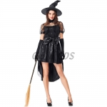 Sexy Halloween Costumes Black Lace Mesh Hollow Witch Dress