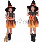 Girls Witch Costume Orange Web Yarn