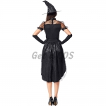 Sexy Halloween Costumes Black Lace Mesh Hollow Witch Dress