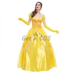 Women Halloween Costumes Yellow Fairy Court Dress Vintage Style