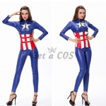 Women Halloween Costumes Blue Captain America Suit