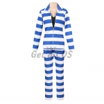 Men Halloween Costumes Anime Prisoner Striped Suit