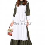 Halloween Costumes Chef Dark Green Maid Dress