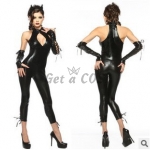 Sexy Halloween Costumes Patent Leather Siamese Cat Suit