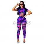 Women Halloween Costumes Hole Camouflage Suit
