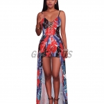 Sexy Halloween Costumes Feather Print Jumpsuit