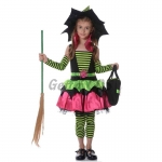 Witch Costume Green Stripe Spider