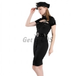 Halloween Policewoman Costumes Black Instructor Dress