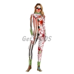 Clown Halloween Costumes Bloodstain Funny Jumpsuit