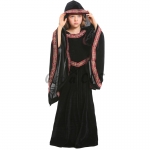 Medieval Black Waist Pattern Girls Costume
