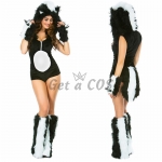 Women Halloween Costumes Furry Panda Cat Outfit