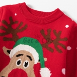 Christmas Sweater Elk Print Pattern Girl