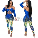 Sexy Halloween Costumes Tube Top Printed Jumpsuit