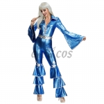80s Costumes Imitation Leather Blue Jumpsuit