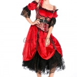 Halloween Costumes Female Pirate Uniform Red Dress