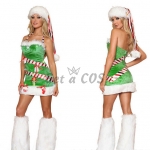 Sexy Halloween Costumes Green Breasted Christmas Dress