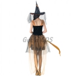 Halloween Witch Costume Yellow Mesh Short Dress