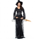 Women Spider Halloween Carnival Costume Witch Magician Black Cobweb Style