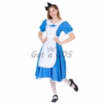 Women Halloween Costumes Blue Cinderella Princess Maid Dress