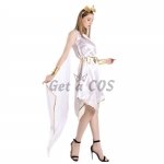 Halloween Costumes Goddess White One Shoulder Irregular Dress
