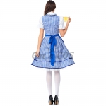 Women Halloween German Beer Costumes Mid-length Maid Clothes Blue Grid Skirt