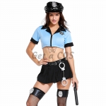 Police Costumes Split Blue Policewoman Police Flower Bar Nightclub Game Style