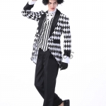 Men Halloween Costumes Grid Magician Clown Clothes