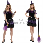Women's Witch Costume Black and Purple Dress