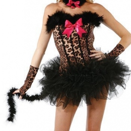 Sexy Halloween Costumes Bare Shoulders Cat Girl Dress