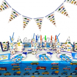 Cartoon Construction Truck Print Tableware Kit