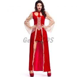 Adult Halloween Costumes Big Red Hollow Heart-shaped Queen Dress Sexy Style