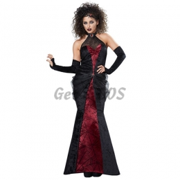 Witch Halloween Costumes Spider Black And Red Vampire Dress