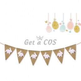 Easter Decorations Non-woven Rabbit Pull The Flag