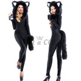 Halloween Costume Animal Fur Cat One Piece Suit