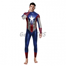 Men Halloween Costumes Captain America Print