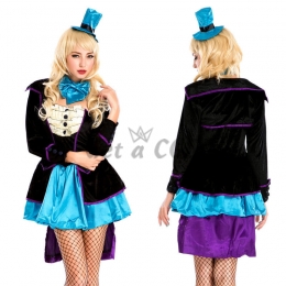 Women Halloween Costumes Crazy Hat Magician Suit