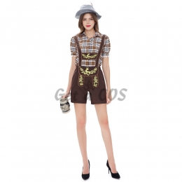 Oktoberfest Halloween Costumes Plaid Overalls Style