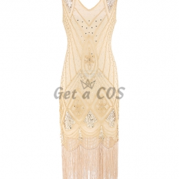 Women Halloween Costumes 1920s Beaded Sleeveless Skirt