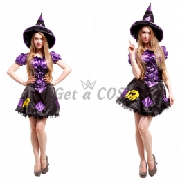 Women's Witch Costume Purple Black Pattern