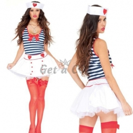 Women Halloween Costumes Striped Love Sailor Suit