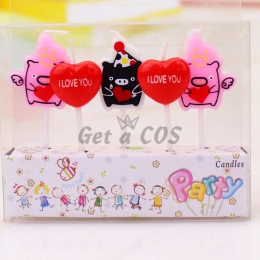 Birthdays Decoration Love Heart Pig Candles